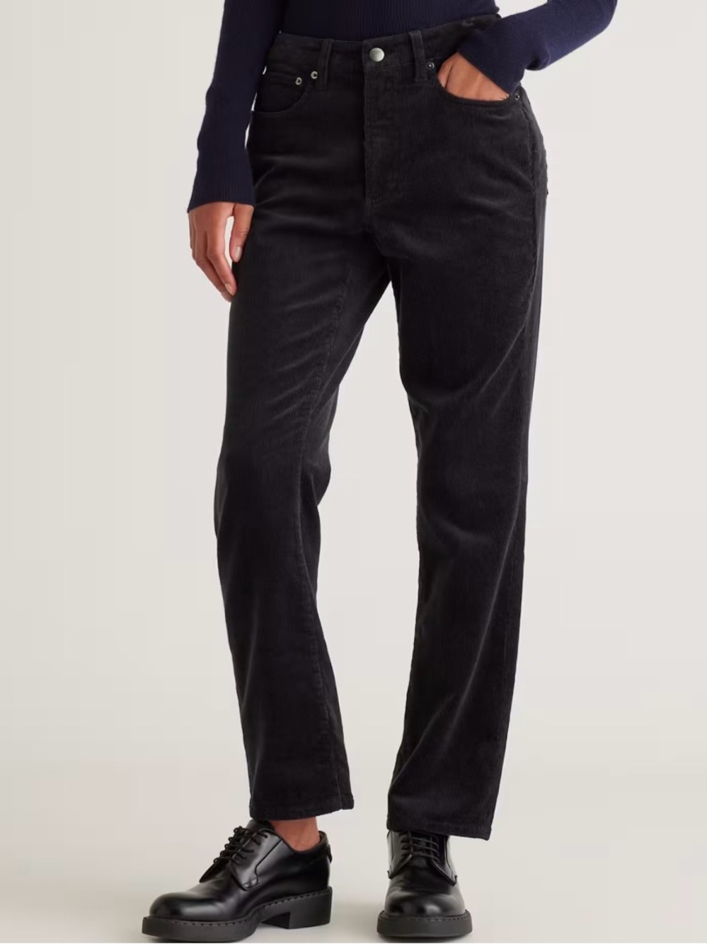 NWT Quince Organic Stretch Corduroy Straight Leg Pants Size 0 in Black